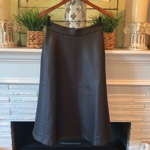 Banana Republic NEW Black Textured Faux Leather Chic Midi Skirt Zip Back Size 4
